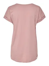 Remera manga corta color rosa, con cuello redondo y corte regular.