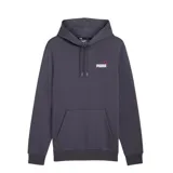 Buzo gris de hombre marca Puma, con capucha ajustable con cordón, logo pequeño estampado en el pecho y bolsillo tipo canguro.