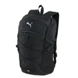 Mochila Puma Plus Pro color negro con logo blanco estampado en el frente.