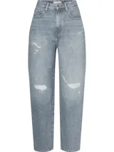 Jeans de corte globo, con efecto desgastado, cierre de cremallera y detalles distintivos de Tommy Hilfiger.