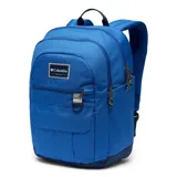 Mochila Columbia Buxton 26L color azul con detalles en negro. Cuenta con dos compartimentos internos separados, funda para portátil de hasta 15 pulgadas, dos bolsillos para botellas de agua, bolsillo con forro polar para las gafas de sol y llavero.