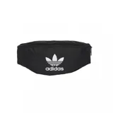 Riñonera negra Adidas Adicolor con logo blanco estampado en el frente.