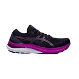 Championes de running Asics Gel-Kayano 29 para mujer, color negro con detalles en violeta y fucsia.