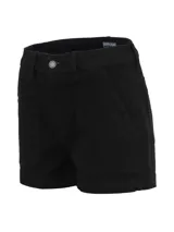 Short negro de denim Caterpillar Foundation, con cierre de botón y diseño de 5 bolsillos. Incluye parche con el logo de Oxford Cat en la cintura, etiqueta triangular en el bolsillo trasero y remache con el logo en el bolsillo de mano.