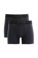 Pack de dos bóxer brief Levi's color azul marino con cintura elástica negra con logo de la marca en blanco.