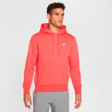 Buzo hoodie Nike color coral con logo bordado en blanco en el pecho.