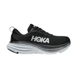 Championes Hoka Bondi 8 para hombre, color negro con suela blanca. Diseñados para running, entrenamiento y uso diario.
