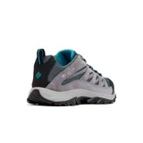 Zapatillas de senderismo Columbia Crestwood color gris con detalles en negro y azul. Capellada de cuero, malla y red. Entresuela ligera Techlite™ para amortiguación y retorno de energía. Suela de goma de tracción Omni-Grip™ para mayor agarre.