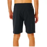 Boardshort negro de corte largo 19' con ajuste de cordón en la cintura y material ligero.