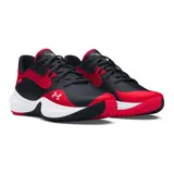 Championes de básquet Under Armour Lockdown 7 Low, color azul con detalles en negro y celeste.