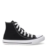 Zapatillas altas de lona en color negro con suela blanca y diseño clásico de Converse.