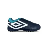 Championes de fútbol Umbro Velocita VI Club TF, color azul marino con detalles en celeste y logo Umbro en blanco.