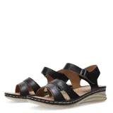 Sandalia de mujer Lady Confort modelo Coper, color negro, con materiales combinados, tobillera con velcro y suela de goma.