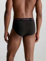 Pack de 3 slips negros Calvin Klein de algodón elástico con cintura elástica con el logo de la marca en contraste.