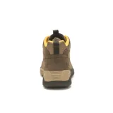 Bota de media caña color marrón con detalles en amarillo. Fabricada en nobuk engrasado con forro de malla de nailon suave y transpirable. Cuenta con plantilla de espuma acolchada, entresuela de EVA duradera y ligera, y suela de goma para tracción.