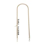 Correa de cadena dorada para carteras, confeccionada en aluminio, con dijes colgantes con el nombre "MARC JACOBS".