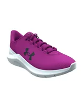 Championes Under Armour Phade RN 3 para mujer, color violeta con logo negro y suela blanca. Ideales para running.