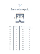 Bermuda color beige, estilo cargo, con bolsillos laterales con solapa y cierre de botón. Incluye cinturón de cuero marrón.