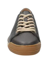Zapatillas bajas de cuero color crema con cordones y plataforma de yute.