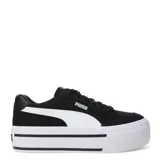 Championes Puma Court Classic Vulc FS Platforma, color negro con franja blanca y suela de plataforma blanca.