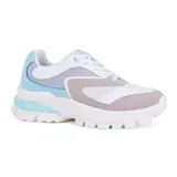 Championes deportivos American Sport Mattie, color blanco con detalles en celeste y gris.