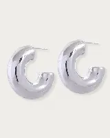 Par de aros tipo argolla gruesa de acero quirúrgico plateado.