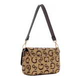 Cartera Guess Carrboro marrón con estampado del logo de la marca, correa de hombro ajustable y correa cruzada desmontable.