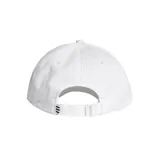 Gorra Adidas blanca con logo Trefoil bordado en negro en el frente.