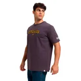 Remera gris oscuro de algodón y poliéster reciclado, con logo Caterpillar y año de fundación (1925) estampado en amarillo en el pecho.