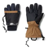 Guantes de esquí Columbia 3 en 1, color marrón y azul marino, con tecnología impermeable-transpirable Omni-Tech™, forro termorreflectante Omni-Heat™, palma de PU, correa ajustable, puños elásticos y hebilla para enganchar.