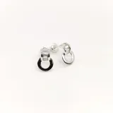 Aros tipo caravana en plata 925 con circonias baguette y aro colgante.