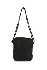 Bandolera verde militar de nylon con correa ajustable, bolsillo frontal con cierre y logo estampado.