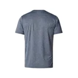 Remera gris jaspeado de manga corta, cuello redondo y logo de la marca Columbia estampado en el pecho.