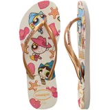 Ojotas Havaianas Slim con estampado de Las Chicas Superpoderosas y tiras doradas.