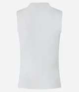 Musculosa negra de punto acanalado con cuello alto y tirantes anchos.