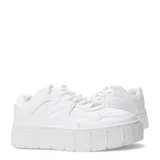 Zapatillas deportivas blancas con plataforma y cordones. Diseño minimalista y suela track.