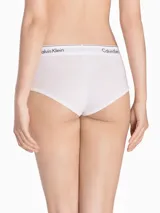 Boyshort blanco de algodón, modal y elastano, con cintura elástica con logo Calvin Klein.