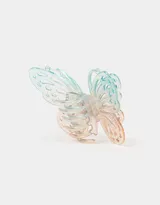 Broche para el pelo con forma de mariposa, diseño holográfico con degradado de celeste a rosado.