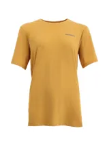 Remera deportiva azul marino de manga corta con logo de la marca estampado en el pecho.