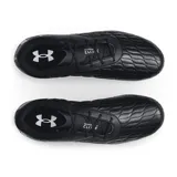 Championes de fútbol Under Armour Magnetico Pro 3 FG, color coral con detalles en verde y azul.