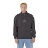 Buzo negro de cuello alto con cierre 1/4 y logo de la marca Rip Curl estampado en el pecho.