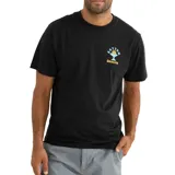 Remera negra de algodón con estampado pequeño en el pecho izquierdo con el logo de Rhythm Cantina.