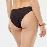 Braguita de bikini reversible con estampado de leopardo en tonos marrones de un lado y liso negro del otro.