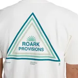Remera blanca de manga corta con logo Roark Provisions estampado en el pecho.