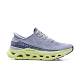 Championes deportivos Skechers Hands Free Slip-ins Glide-Step Altus, color lila con detalles en verde y naranja. Diseñados con tecnología Heel Pillow, capellada de malla Stretch Fit, plantilla Air-Cooled Memory Foam y entresuela Glide-Step.