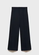 Pantalón palazzo negro de tiro medio, corte wide leg y largo cropped.