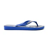 Ojotas Havaianas con diseño de Spiderman y Venom sobre fondo azul y negro.