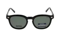 Armazón para lentes INVU modelo M4200E, color negro, con clip-on polarizado.
