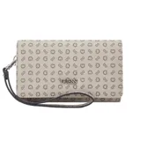 Billetera Guess modelo Niko color beige con estampado del logo de la marca en marrón.