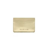 Billetera tarjetero Korium Rashy color dorado con múltiples ranuras para tarjetas.